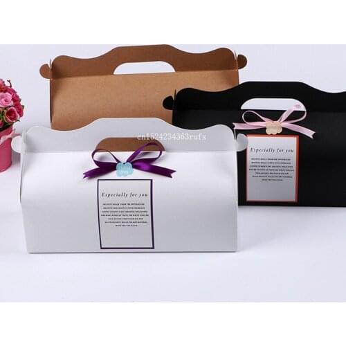 100pcs Muffin Cake Box With Handle Cupcakes Holder Packing Kraft Card Paper Boxes DIY Party 27.5*10.5*7.5cm Free Shipping