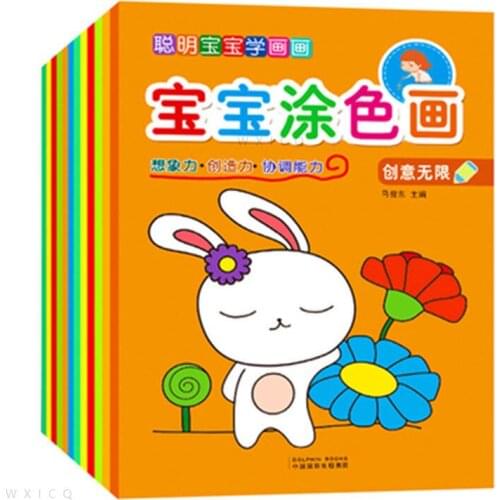 New 12pcs/Set Children Kids Cute Stick Figure Childrens Drawing Book Coloring Books Easy To Learn Drawing Book