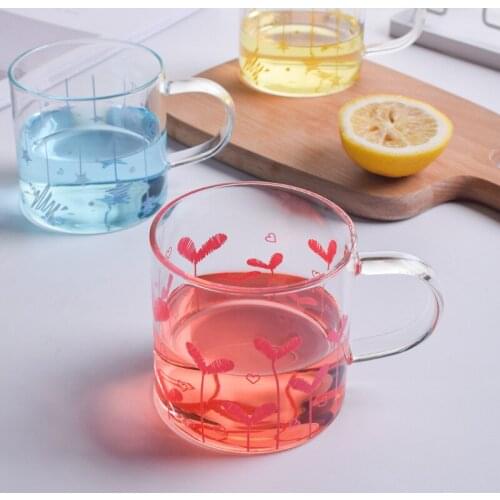 2021 New French Elegant Love Shape High Boron Silicon Heat-resistant Handle Simple Glass Juice Milk Coffee Cup