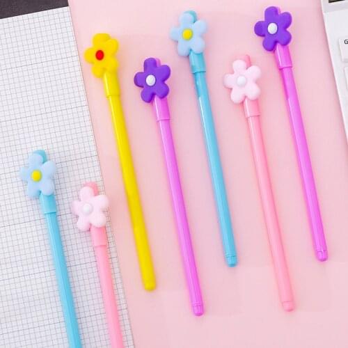 30 PCs Korean Pink Girls Flower Gel Pens Student Writing Tools Signature Pen Office Stationery Neutral Pen Kawaii Stationery