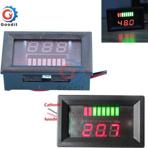 48V ACID Lead Lead-acid Battery Charge Level Indicator Digital Battery Tester Lithium Battery Capacity Meter LED Voltmeter Dual