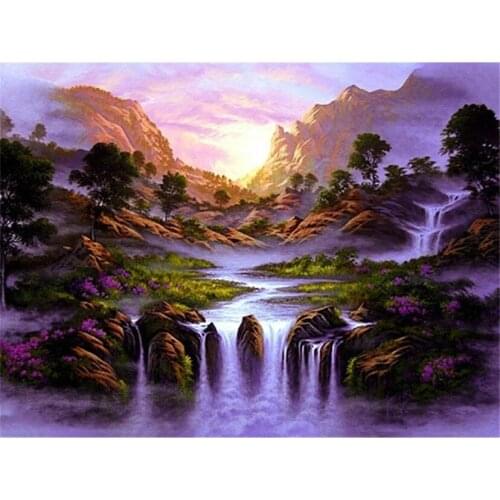 5D DIY Waterfall Landscape Diamond Paintings Full Drills Senic Wall Art Cross Stitch Kits Diamond Embroidery Home Decor XN322