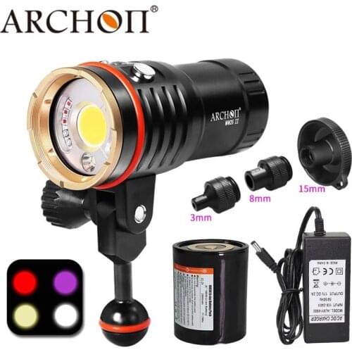 ARCHON DM20 II WM26 II diving video & spot lights max 6000 lumen Underwater 100 meter waterproof Dive Video Light with battery