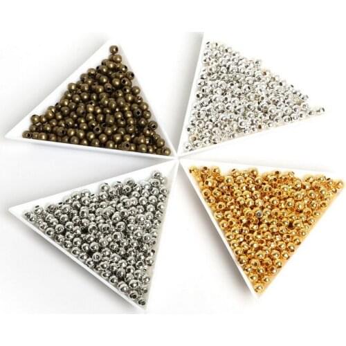 4.0mm diameter, 1.5mm hole, 28g(300pcs) Metal Round Ball Iron Spacer Loose Beads For Necklace Bracelet DIY Jewelry Craft Making