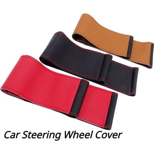 1 Pcs Car Universal Leather 38cm Diameter DIY Soft Steering Wheel Cover 3 Colors Automobile Interior Accessories Steering Covers