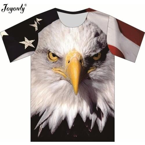 Joyonly Boys Girl Animal Eagle Head 3D Printing T Shirt 2018 Summer Tops American Flag Tees Children Cool T-shirt Brand Clothing