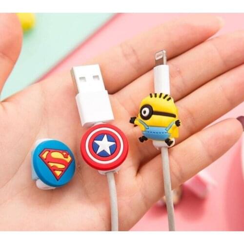 Hoqueen Promotion 20pcs/lot Cute cartoon figure USB Data Cable Line Protector Anti Breaking Protective Sleeve For IPhone cable