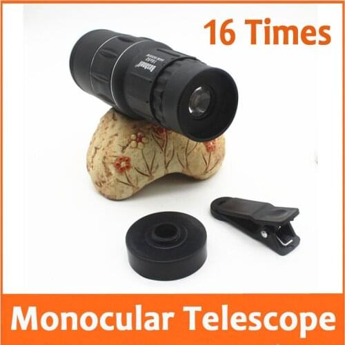 16X 16 Times Outdoor Portable Pocket Educatioanl Children Student Telescope Toys Monocular with Phone Camera Handset Clip Mount
