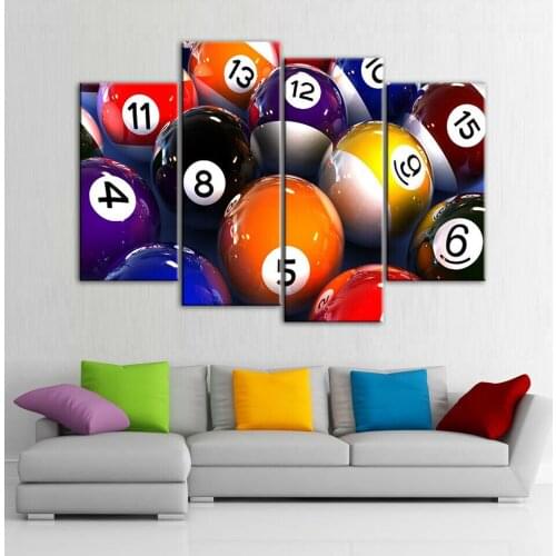 Billiard Balls Picture Painting 4 Panel Wall Art Painting Picture Print On Canvas Pictures for Home Decor Decoration