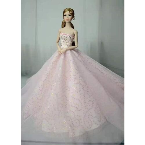 1:6 Classic Pink Off Shoulder Princess Lace Dress For Barbie Doll Clothes Outfits Wedding Party Gown 1/6 BJD Dolls Accessories