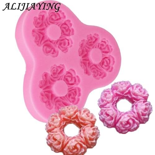 1Pcs Round flower Wreath silicone mold Wedding cake decorating tools dessert decorators moulds D0258