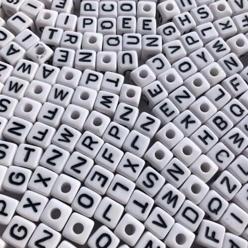 10*10 mm bulk mixed letter square alphabet beads for necklaces making 500 grams per bag