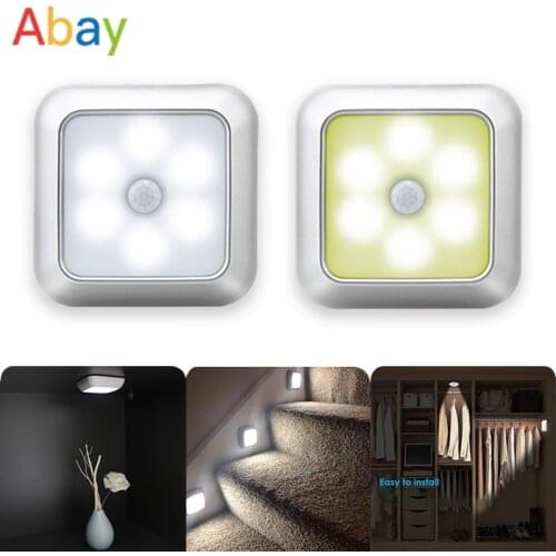 Square Night Light Human Body Induction Battery Powered Bedside Lamp Creative Magnetic Led Stairs Kitchen Wardrobe Cabinet Lamp