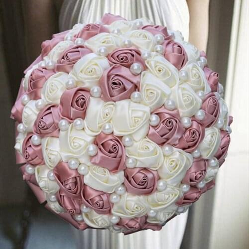 Hot Selling 1pc/lot Purple Ribbon Holding Flowers With Pearl For Wedding Party