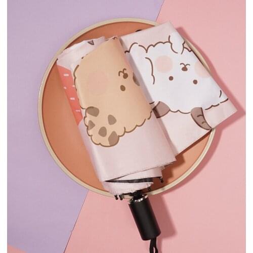 Cute Cartoon Umbrella Female Mini Pocket Foldable Automatic Uv Protection Funny Umbrella Guarda Chuva Home Rain Gear DB60YS