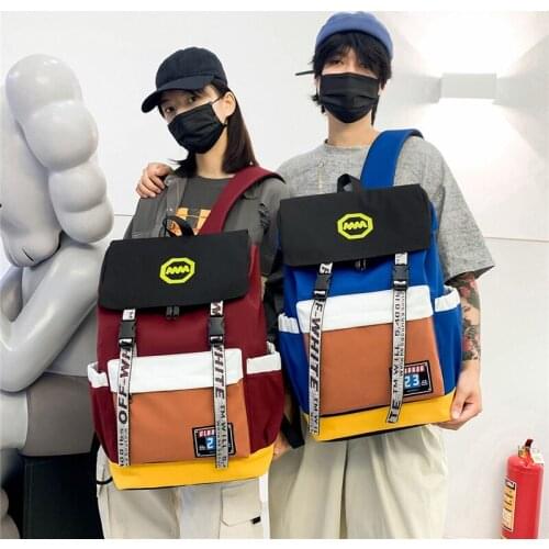 Fashion Nylon Water Proof Women Backpacks Color Contrast Multifunction Rucksacks For Teenag Girl High Capacity School Bag