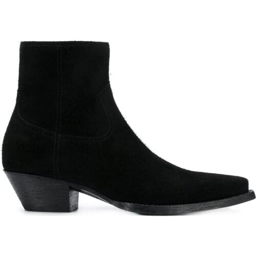 Mens Shoes Lukas 40 Ankle Boots Black Suede Perfect Quality Street Fashion Show Boots