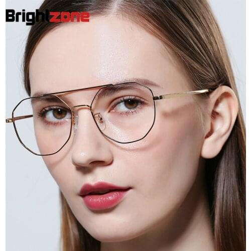 Brightzone Men Women Glasses Full Frame Metal Spectacle Eyewear Myopia Lenses Sexy Eyeglasses Clear Retro Optical Design Brand