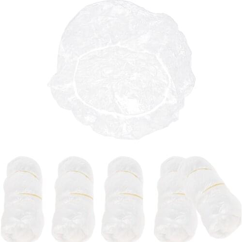50 Pieces Disposable Shower Caps - Clear Waterproof Plastic Hair Caps for Women Hair Spa Salon Hotel Travel