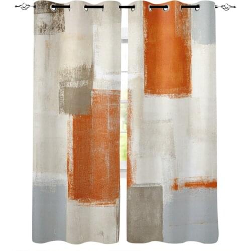 Orange Paint Graffiti Abstract Window Curtains Home Decor Curtains for Living Room Bedroom Kitchen Items Christmas Curtains