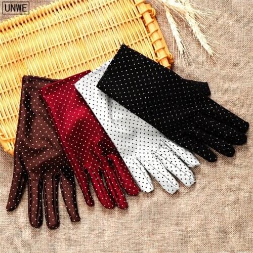 1 Pair Autumn Summer Gloves Women Polka Dots Sunscreen Spandex Gloves Short Elastic Thin Etiquette/Driving Gloves