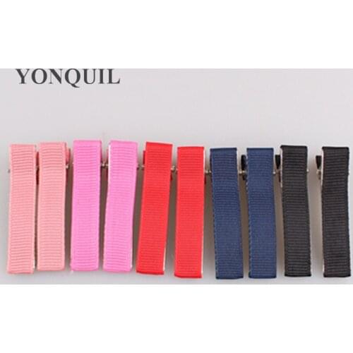 Multicolors 100Pcs/Lot 5.0CM Girl Hairclip Ribbon Wrapped Zinc Alloy Double Prong Hair Clip Barrette Hairpin Accessories ON SALE