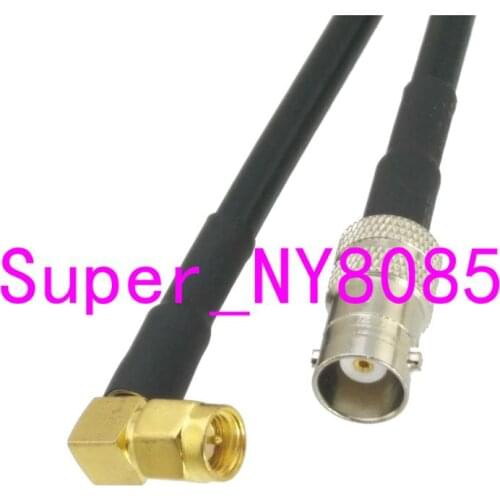 RG58 BNC Female Jack to SMA Male Plug Right angle RF Jumper pigtail Cable 6inch~6FT