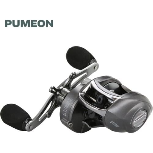PUMEON Fishing Reel 8.1:1 Gear Ratio 12+1 Bearings 8KG Max Drag Magnetic Brake System Left/Right Hand Baitcasting Reel Saltwater