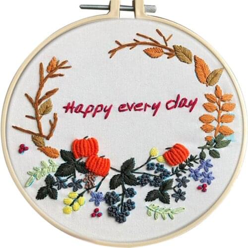 DIY Ribbon Flowers Embroidery Set with Frame for Beginner Needlework Kits Cross Stitch Series Arts Crafts Sewing Decor