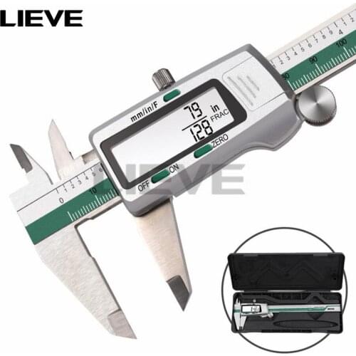 Stainless Steel Digital Display Caliper 150mm Fraction/MM/Inch High Precision Stainless Steel LCD Vernier Caliper measuring Tool