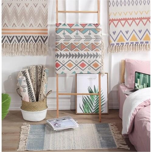 Nordic Boho Soft Cotton Carpet Area Rug Morocco Tassel Floor Mat Doormat Rugs Carpets Home Living Room Bedroom Tapete Para Sala