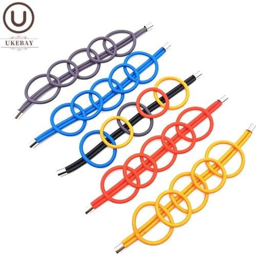 UKEBAY New Round Bangles Women Charm Bracelets Gothic Chain Rubber Rope Handmade Jewelry 6 Colors Vintage Bracelet Festival Gift