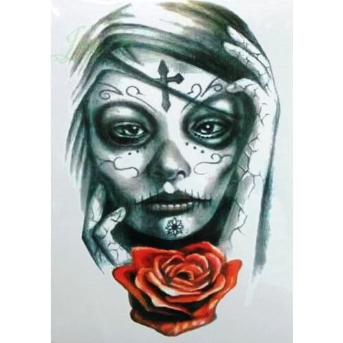 Waterproof Temporary Tattoo Sticker big size enchantress witch women Mexican skull tatto flash tatoo fake tattoos for girl