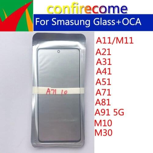10Pcs Touch Screen Outer Glass with OCA Glue Laminated For Samsung A11 A21 A31 A41 A51 A71 A81 A91 5G M10 M30 Screen Panel Lens