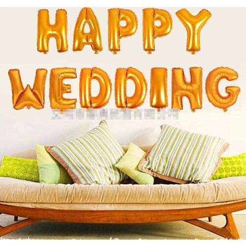 1set/lot HAPPY WEDDING Sweet Wedding Balloons Aluminium Foil Letters Ball 16inch More Colors For Wedding Engagement Decorations