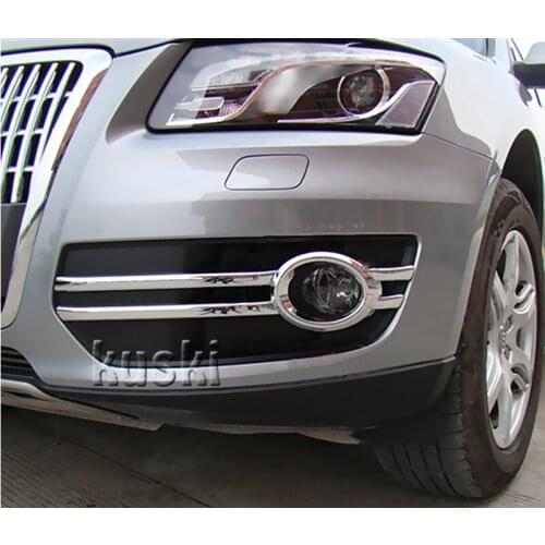1Set Front Gog Led Light Chrome Cover Trim Bezel Garnish For Audi Q5 2009 2010 2011 2012 Q5 Accessories Car-Styling Stickers