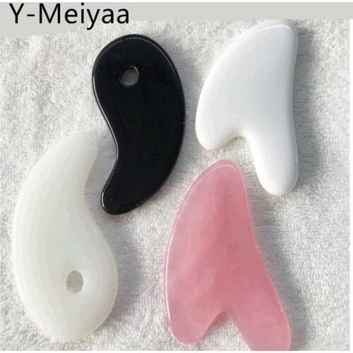 1PC Jade Guasha Scraping Massage Scraper Face Massager Acupuncture Gua Sha Board Acupoint Face Eye Care SPA Massage Tool 20