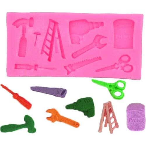 3D Hardware Spanner Scissors Saw Ladder Silicone Fondant Molds Household Cake Decorating Baking Tools Candy Chocolate Gumpaste