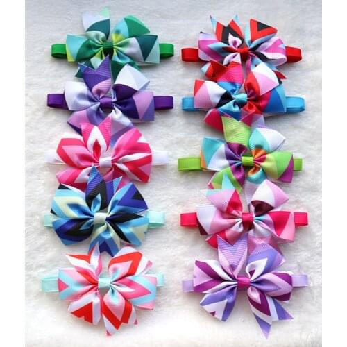 60pcs Pet Puppy Dog Cat Bow Ties&Bowties Adjustable Geometric Figure Patterns Dog Collar Dog Accessories Pet Supplies