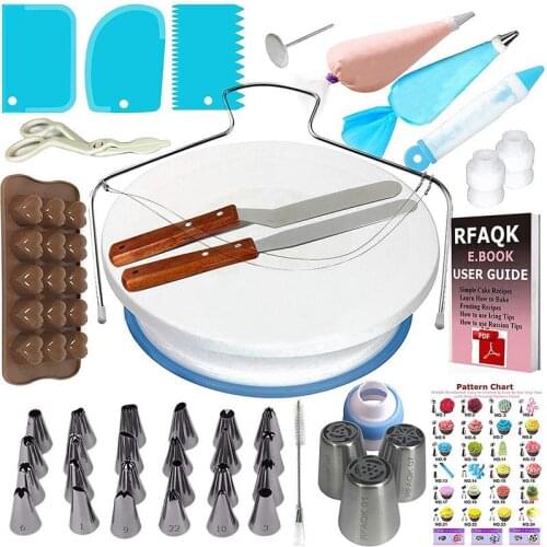 73Pcs/set Fondant Cake Decorating Cutter Tools Mold Cookies Full Set Mold Cake Turntable Decorating Kitchen Baking Accessories