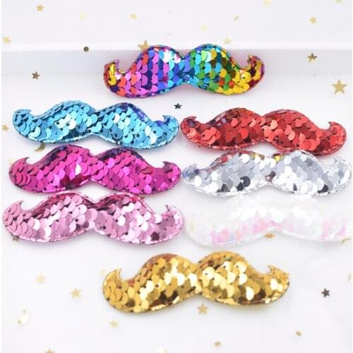 8Pcs Glitter Sequins Padded Appliques Funny Paillette Mustache Shape Patches for Masqueraders DIY Crafts Apparel Decoration F41