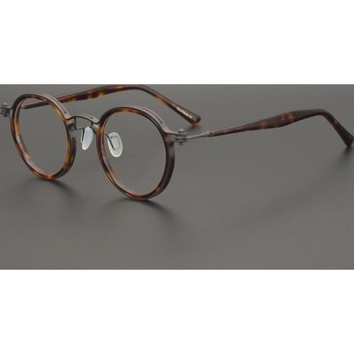 Acetate Round Eyeglasses Frame Men Women Vintage Retro Eye Glasses Frame for Men Optical Myopia Prescription Glasses Eyewear
