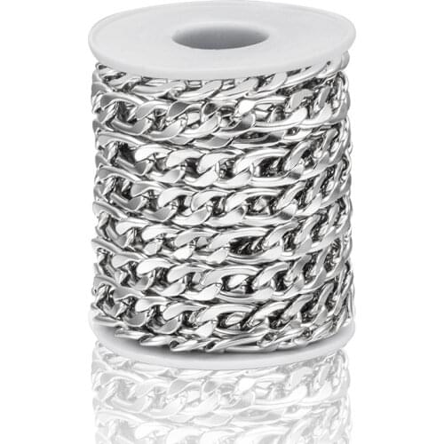 1 Meter Width 11mm Stainless Steel NK 3:1 Chain Bracelet Findings Pendant Charm For Men Women DIY Jewelry Making Accessories