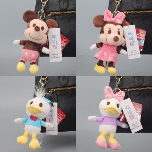 Disney Mickey Mouse Minnie Donald Duck And Daisy Duck Keychain Plush Toy Stuffed Animal Couples Bag Pendant For Gift