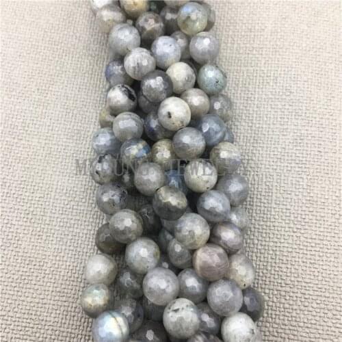 MY0637 Round Faceted Labradorite Drilled Hole Necklace Beads Different Sizes Flash Stone Beads For Jewelry Making