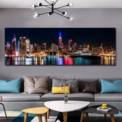 Singel Panel Big Size Digital Photo Prints City Building Night View Photography Wall Art Pictures Modern Decoration Pictures