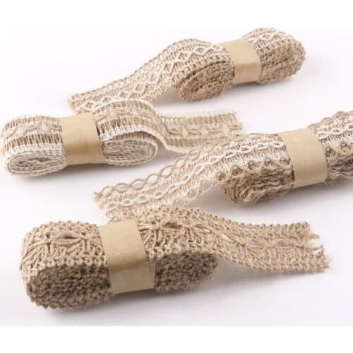 Decorative rope with lace hemp lace hemp cloth Hand-made DIY cotton and hemp material retro-weaving wide flat hemp ribbon