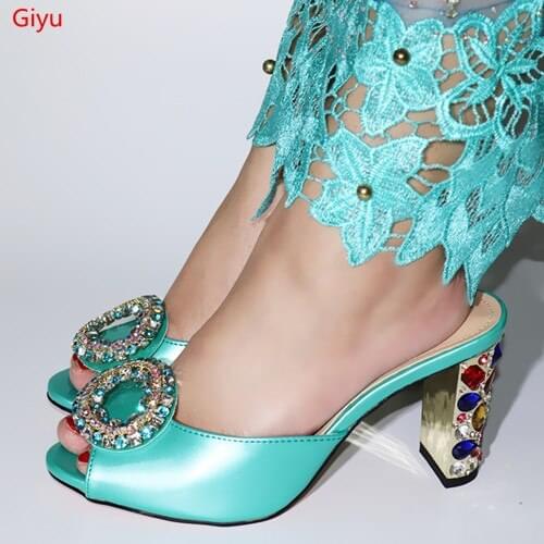 Doershow Whoesale Elegant Womens green Shoes Nice Looking African Sandals Shoes Free Shipping!SVZ1-8