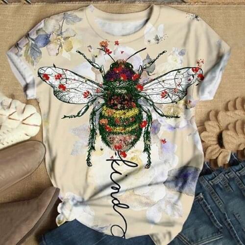 T Shirt Women Harajuku Tops Women Plus Size Short Sleeve 3D Cartoon Bee Printed O-Neck Tops Tee T-Shirt camisetas mujer футболка