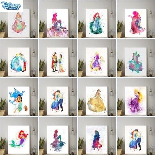 Cartoon Disney Princess Little Mermaid Canvas Paintings Watercolor Posters and Print Nursery Wall Art for Living Room Cuadros